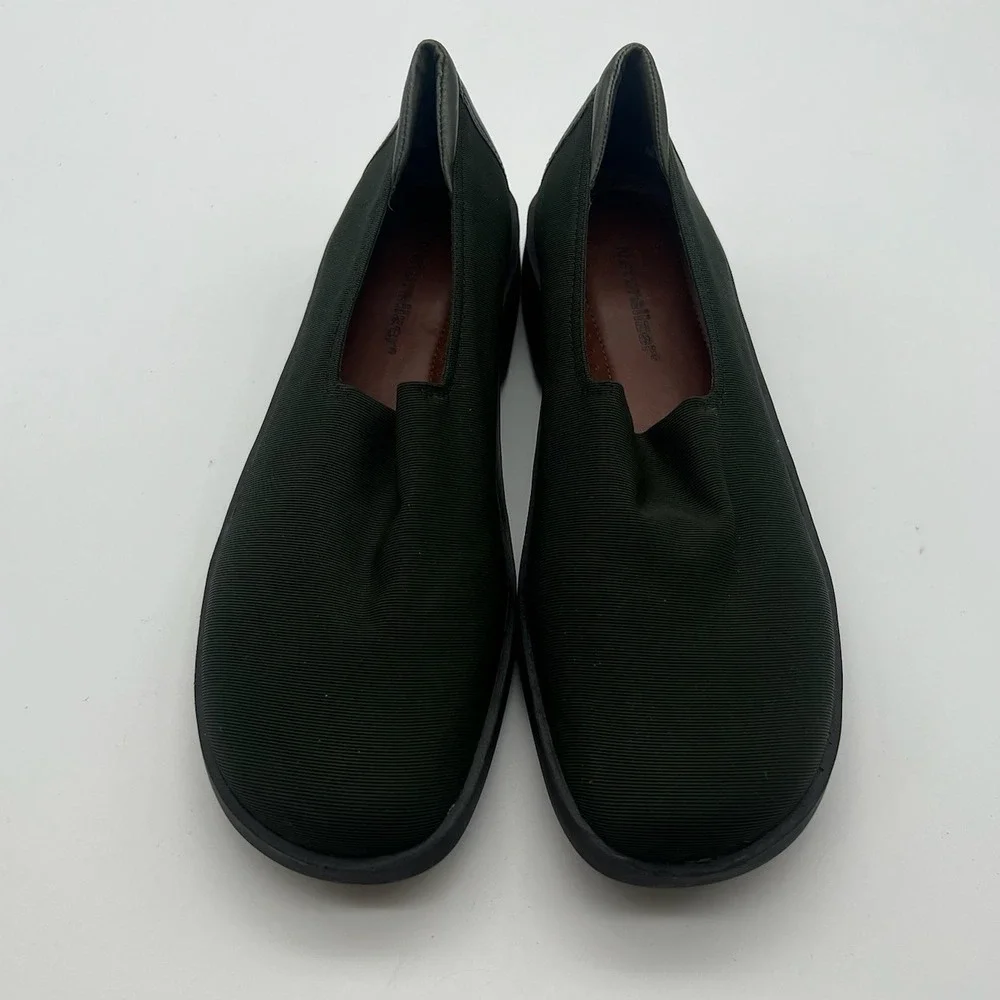 Naturalizer Womens 8M Green Ribbed Fabric Slip On Loafers Fit 4U System 103N70